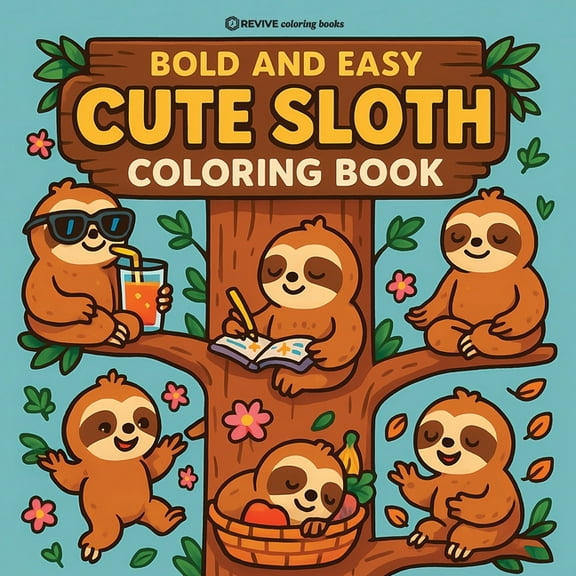 Bold & Easy Stress Relief Coloring B Bold & Easy Cute Sloth Coloring Book: Fun & Relaxing Stress Relief Coloring, (Paperback)