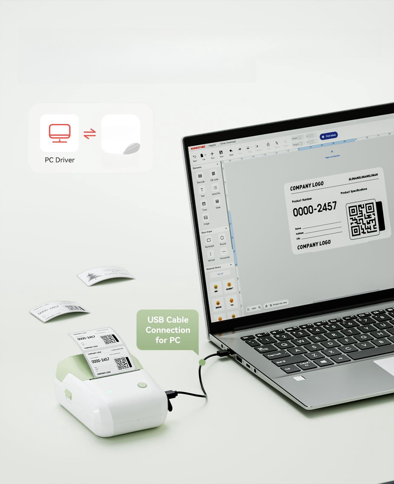 B1 Label Maker Machine  Thermal Printer Easy To Use For Office Home Business Came With 3 Roll Labels(green)