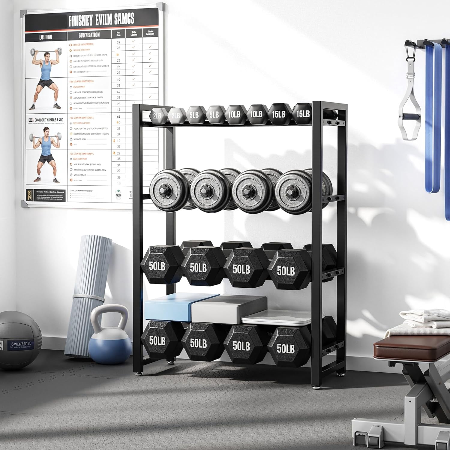 Three Tier Dumbbell Storage Rack for Home Gym