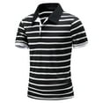 thumbnail image 2 of Men Spring Summer Leisure Sports Cotton Lapel Polo Shirts T-Shirt Short Sleeve Patchwork Striped Male Regular Fit Breathable Blouses, 2 of 9