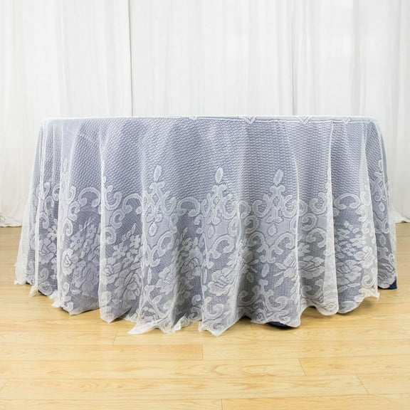 Efavormart 120" IVORY Premium Lace Round Tablecloth For Banquet Party Wedding Event Home Decor