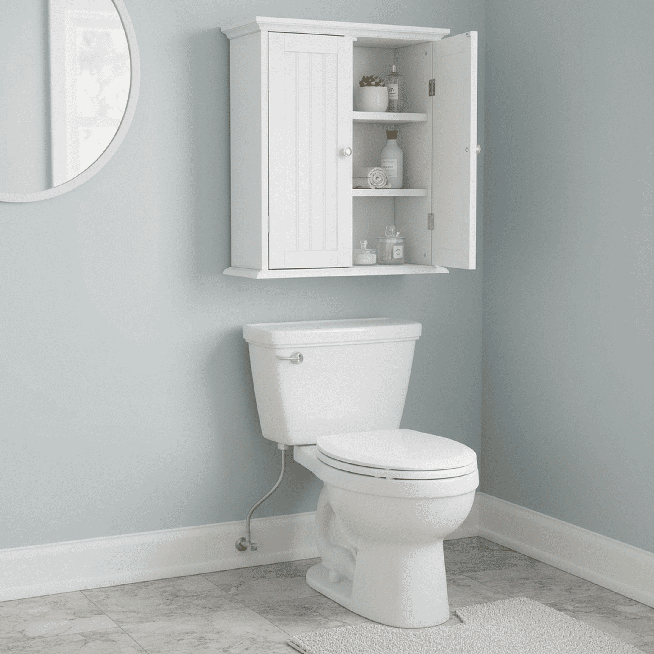 edx Wall Cabinet, Over The Toilet Space Saver Storage Cabinet, Bathroom Organizer with 2 Doors, white