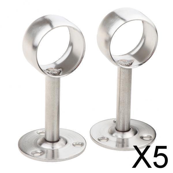 5 Soporte de tubo de armario de acero inoxidable Soledad 32mm 2 piezas