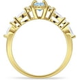 thumbnail image 6 of Art Deco Marquise Vintage Style Ring Aquamarine Cubic Zirconia Yellow Tone 925 Sterling Silver, Size 9, 6 of 7