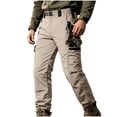 thumbnail image 2 of CLOISE Cargo Pants Men Baggy with Multi Pocket Big and Tall Mid Waist Straight Leg Long Pants Solid Vacation Outfits Khaki S, 2 of 8