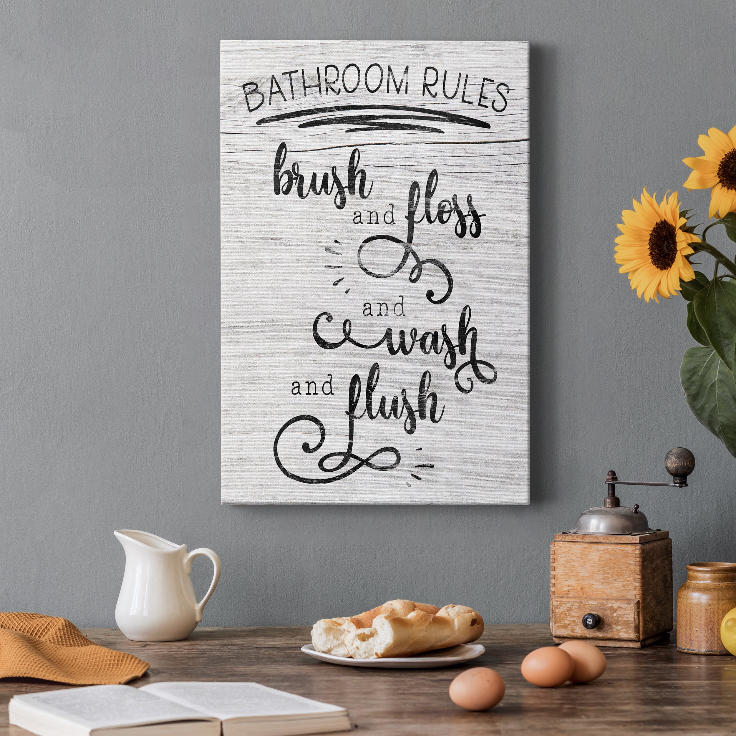 Bathroom Rules Premium Gallery Wrapped Canvas - Ready to Hang - 18 x 27