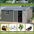 thumbnail image 4 of 12x10 FT Outdoor Storage Shed, Metal Garden Tool Shed with Updated Frame Structure, Lockable Doors and Windows, Ideal for Backyard Garden Patio Lawn, Grey, 4 of 8