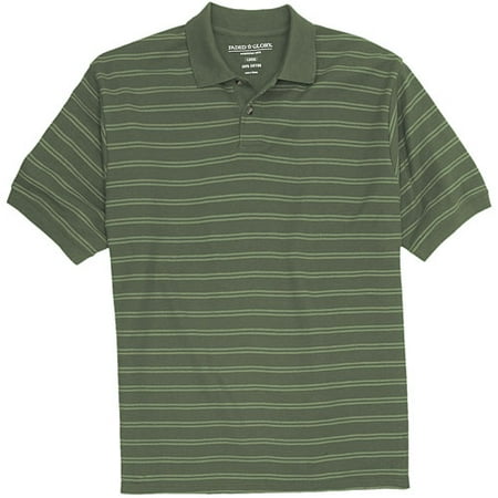 Faded Glory - Big Men's Striped Cotton Pique Polo Shirt