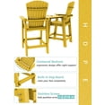 thumbnail image 4 of Wulful Tall Adirondack Chair Set w/ 2 Outdoor Barstools and Connecting Tray for Patio Umbrella, Yellow, 4 of 6