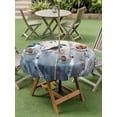 thumbnail image 5 of Outdoor Tablecloth with Umbrella Hole Zipper Teal Forest Birds Round Tablecloth 54" Waterproof Outside Table Cloth Modern Oil Painting Farmhouse Patio Table Cover Tablecloths for Picnic Party, 5 of 8