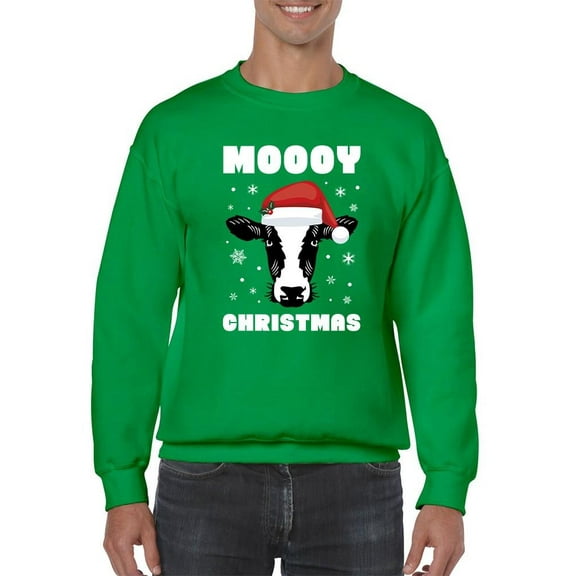 Moooy Christmas Sweatshirt Men -Smartprints Designs, Male x-Large