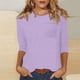 thumbnail image 4 of Tops de mujer con mangas 3/4 de largo, camisetas casuales holgadas con cuello redondo, lindas túnicas de tres cuartos de largo de color sólido, 4 of 4
