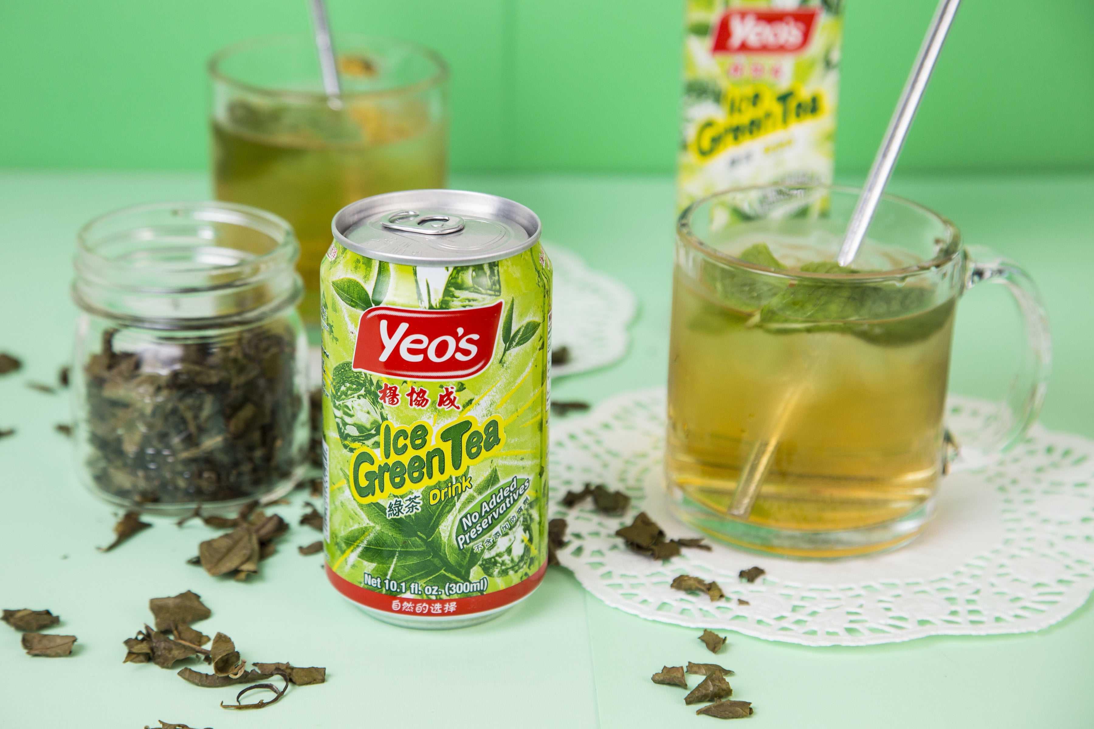(Pack of 24) Yeo's Iced Green Tea Drink, 10.1 Fl Oz, 24 Count