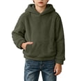 thumbnail image 7 of Lutiedan Boys Girls Sherpa Fleece Hoodie Kids Casual Fuzzy Sweatshirt Plush Winter Warm Hooded Pullover Tops Size 3-14,Army Green, 7 of 7
