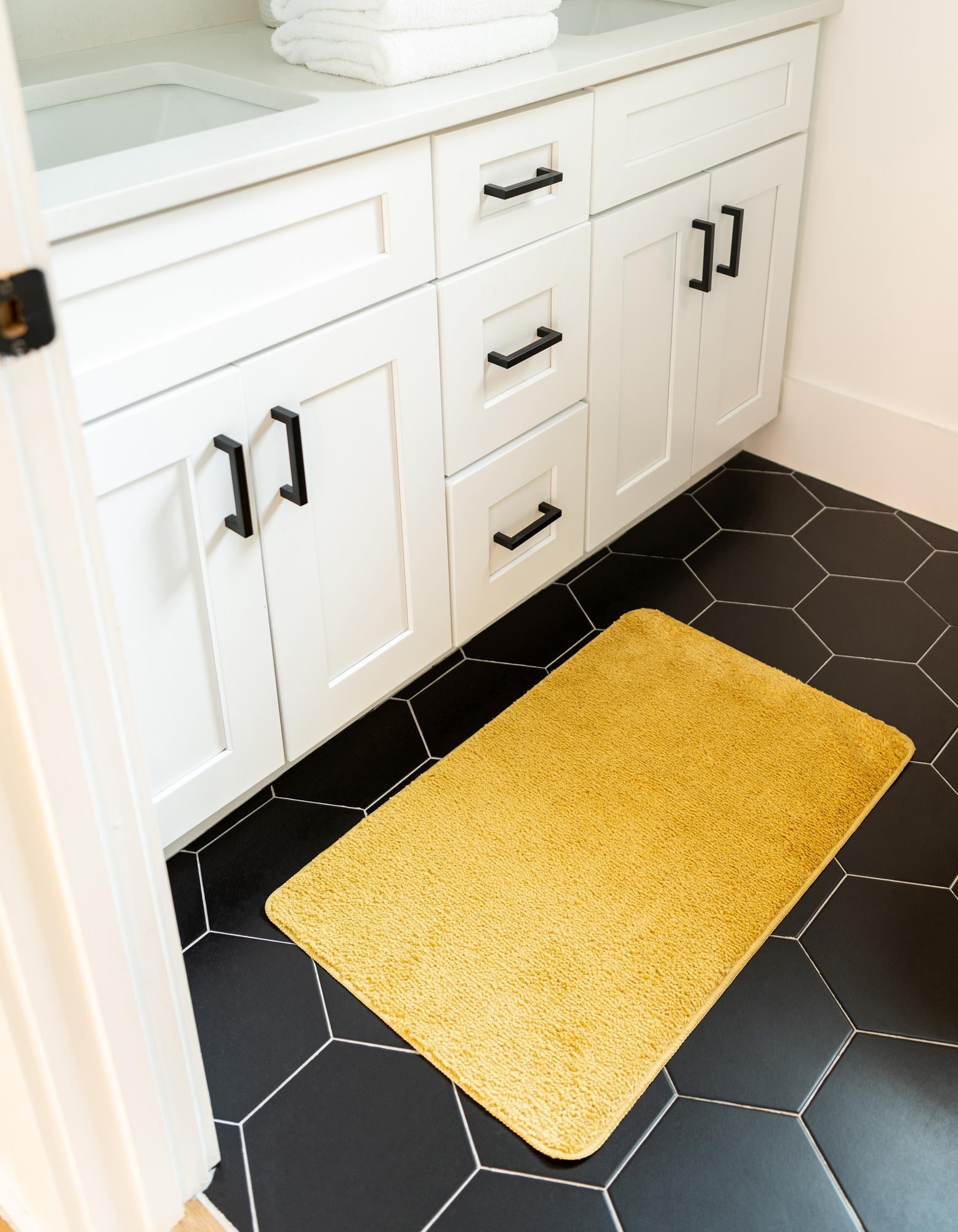 Bano Everyday Bath Mat Collection Rug 1' 8 x 2' 7 Mustard