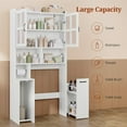 thumbnail image 5 of Over The Toilet Storage Cabinet with Pulley Small Bathroom Storage Cabinet, Space Saver W/Adjustable Shelf & Glass Doors for Bathroom, Restroom, Laundry (Frosted Mirror-Type B), 5 of 9