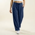 thumbnail image 6 of Njagoc3 Palazzo Pants for Women Casual Drawstring High Waisted Lounge Pants Fitted Wide Leg Trousers with Pockets, 6 of 6