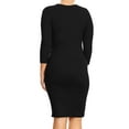 thumbnail image 4 of Women's Elegant Midi Bodycon Dress – Crew Neck, Plus Size, 3/4 Sleeve, 4 of 5
