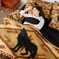 thumbnail image 4 of Manfei Retro Wolf 7-Piece King Bedding,Vintage Check Pine King Bed in a Bag,Golden,Black Reversible, 4 of 7