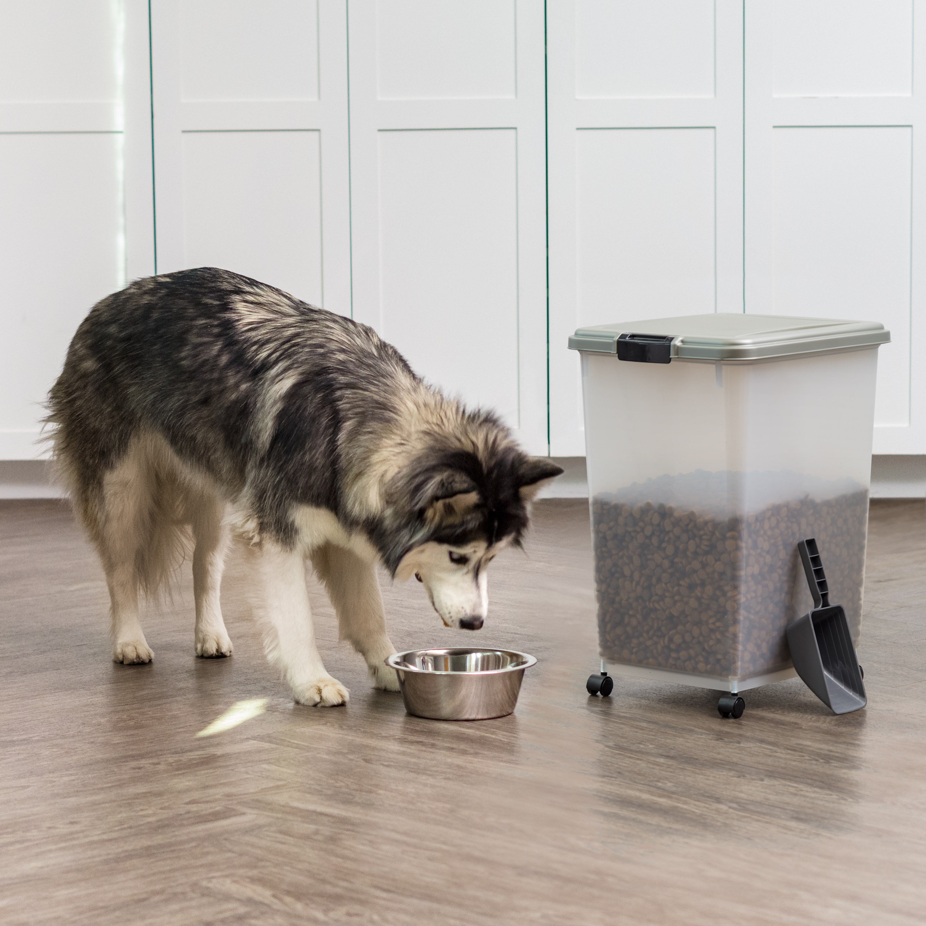 IRIS USA, 54 Lbs. Airtight Pet Food Container | Dog & Cat Food Storage Bin with Scoop