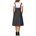 thumbnail image 3 of Vestido con tirantes INSPIRE CHIC para mujer, vestido midi de mezclilla con botones en la parte delantera, escote en U clásico y bolsillos, color negro., 3 of 6