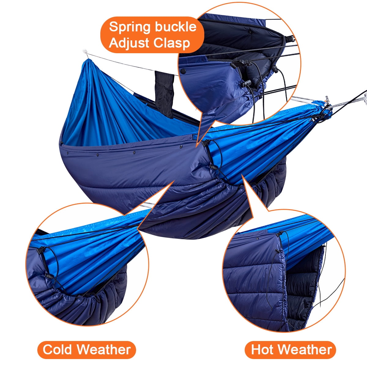 Onewind Double Hammock Underquilt for Camping, Hiking, Backpacking, 50F, Blue, 82"L x 52"W, 250 lbs