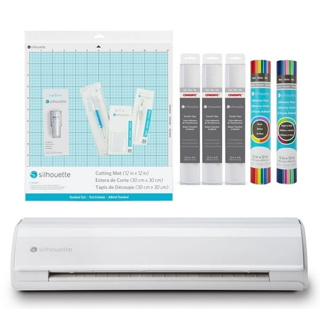 Silhouette Cameo 5 Cutting Machine (White) Vinyl Bundle with Tools, Transfer Tape, Mats, Designs & Software