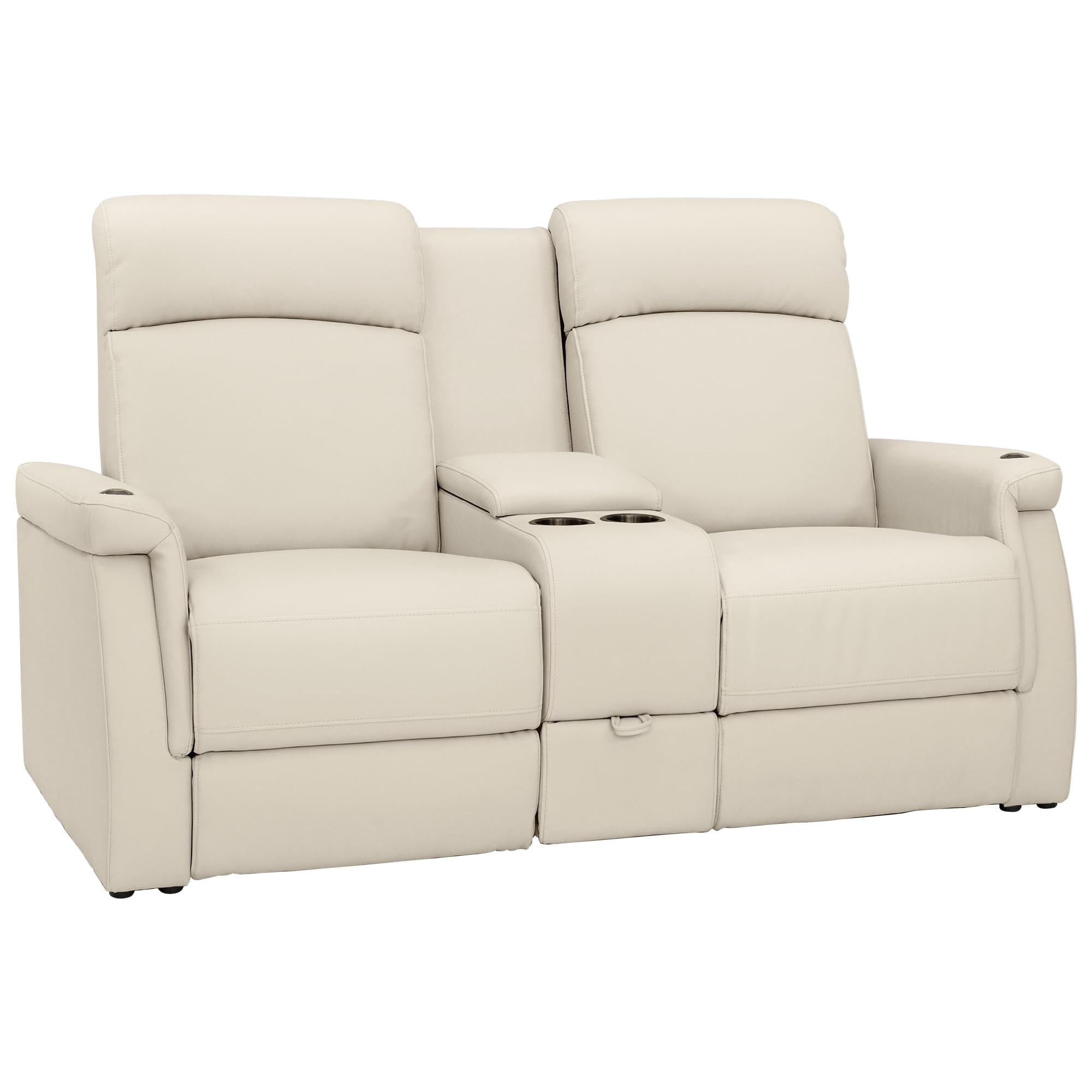 Qualitex Odyssey RV Loveseat w/Storage Console, Ultimate Leather, Heat & Massage, Power Lumbar, Power Recline, Bisque