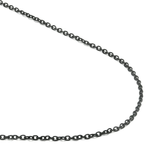 Black Titanium 1MM Rolo Link Necklace Chain 20"