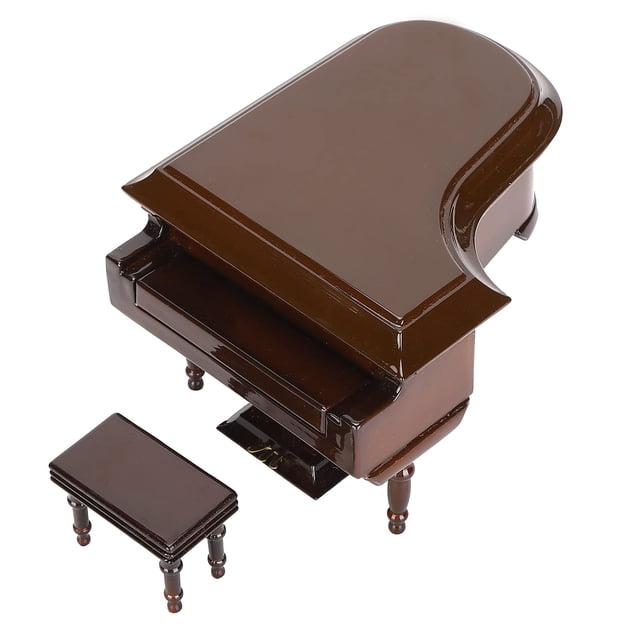 Piano miniatura Pssopp, miniinstrumento musical de madera con taburete