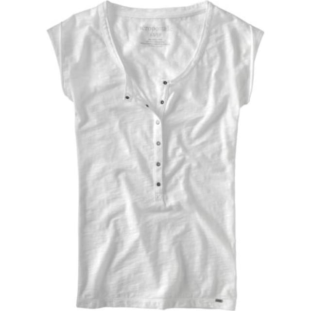 Aeropostale Womens 1/2nap Down Henley Shirt, Blanco, Small