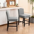 thumbnail image 5 of Homy Grigio Gray Linen Modern Upholstered 24" Bar Stools with Soft Back Sets of 2, 5 of 5