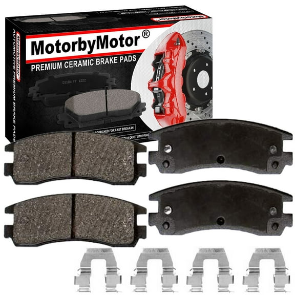 Front Ceramic Brake Pads w/Hardware Kits Fits Buick Allure Century Lacrosse Regal Rendezvous, Chevy Impala Monte Venture, Olds Alero Intrigue Silhouette, Pontiac Aztek Grand Am Prix Montana-4 Pack