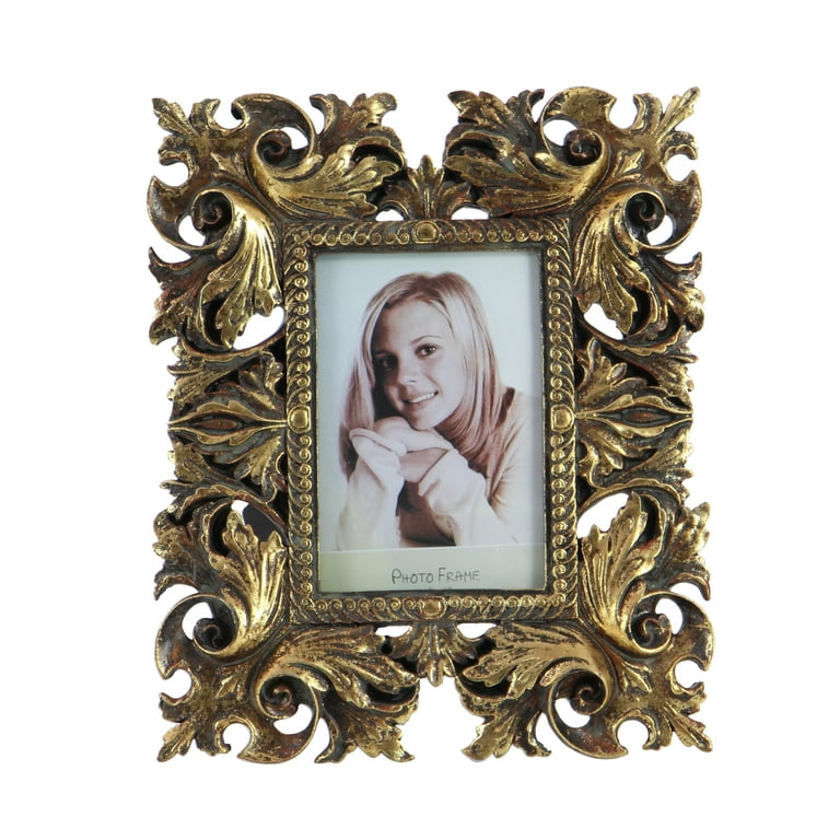 CustomPictureFrames.com 10x6 Frame Gold Real Wood Picture Frame Width 1.75 Inches | Interior Frame Depth 0.5 Inches | Serpero Traditional Photo Frame