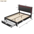 thumbnail image 5 of Queen Size Platform Bed with LED Lights and 2 Motion Activated Night Lights, Queen Upholstered Platform Beds with Storage Drawer, Platform Bed Frame with Headboard for Bedroom (Black), 5 of 15