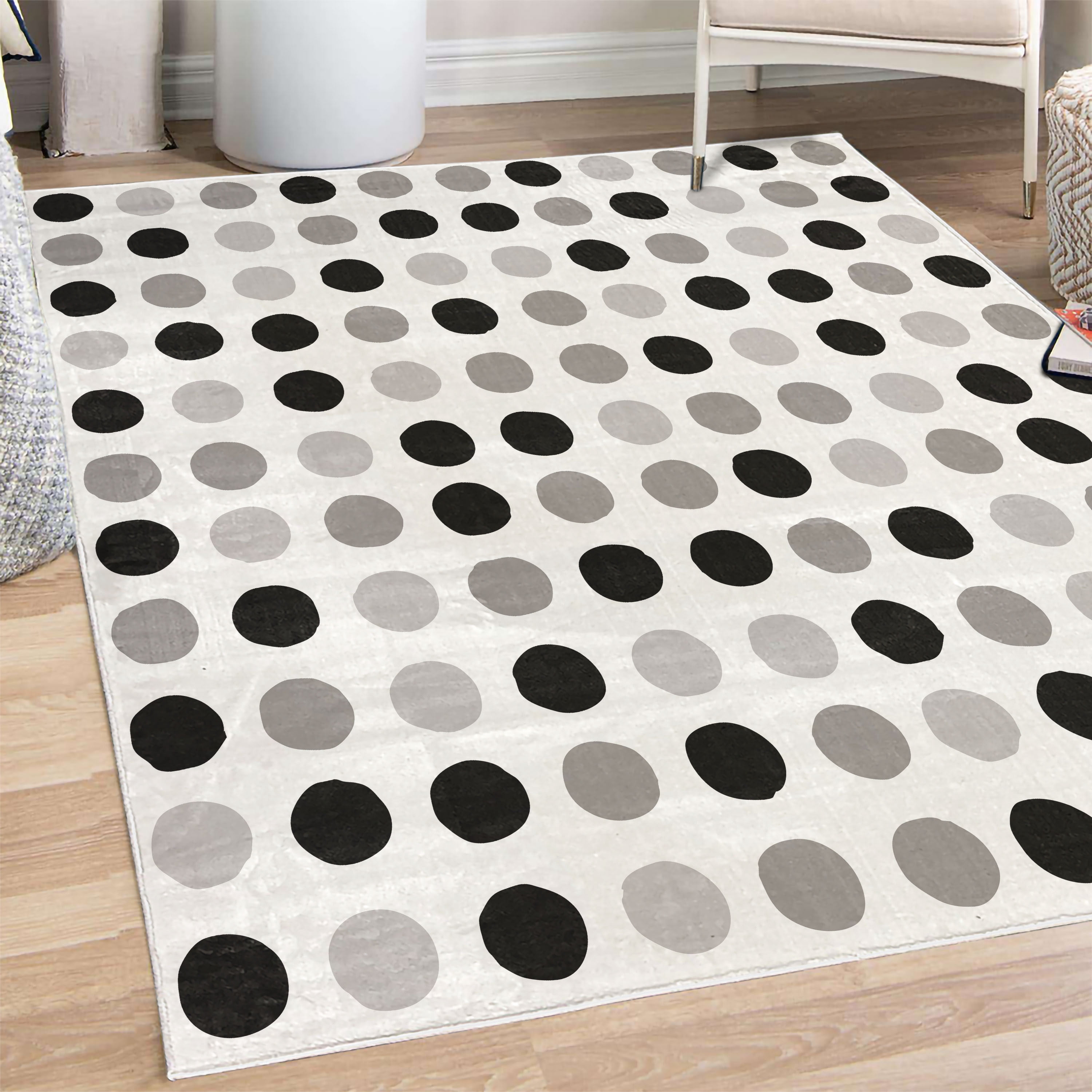 Dot Texture Rug Geometric Decorative Rug, Traditional Retro Polka Dots Design European ...