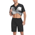 thumbnail image 3 of joogoo Men's Pajama Set A Horse V-Neck Pj Shorts Set 2 Piece Loungewear Sleepwear S, 3 of 7