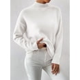 thumbnail image 5 of Women'S Seamless Sweater Ready to Wear Long Sleeve Knitted Pullover Tops White L, 5 of 8