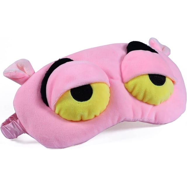 Antifaz para dormir, antifaz para dormir, pelusa, antifaz de rana de dibujos animados, antifaz para dormir, divertido, novedoso, antifaz para dormir, antifaz de viaje (rosa) JFHHH pequeña