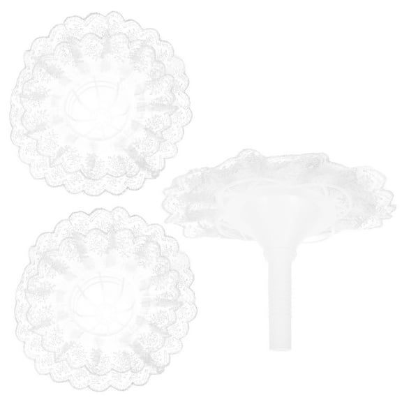 HONITANO 3 Sets Bridal Bouquet Holders for Wedding Bouquet Accessories Round Shape White Plastic Lace 23x23x20cm
