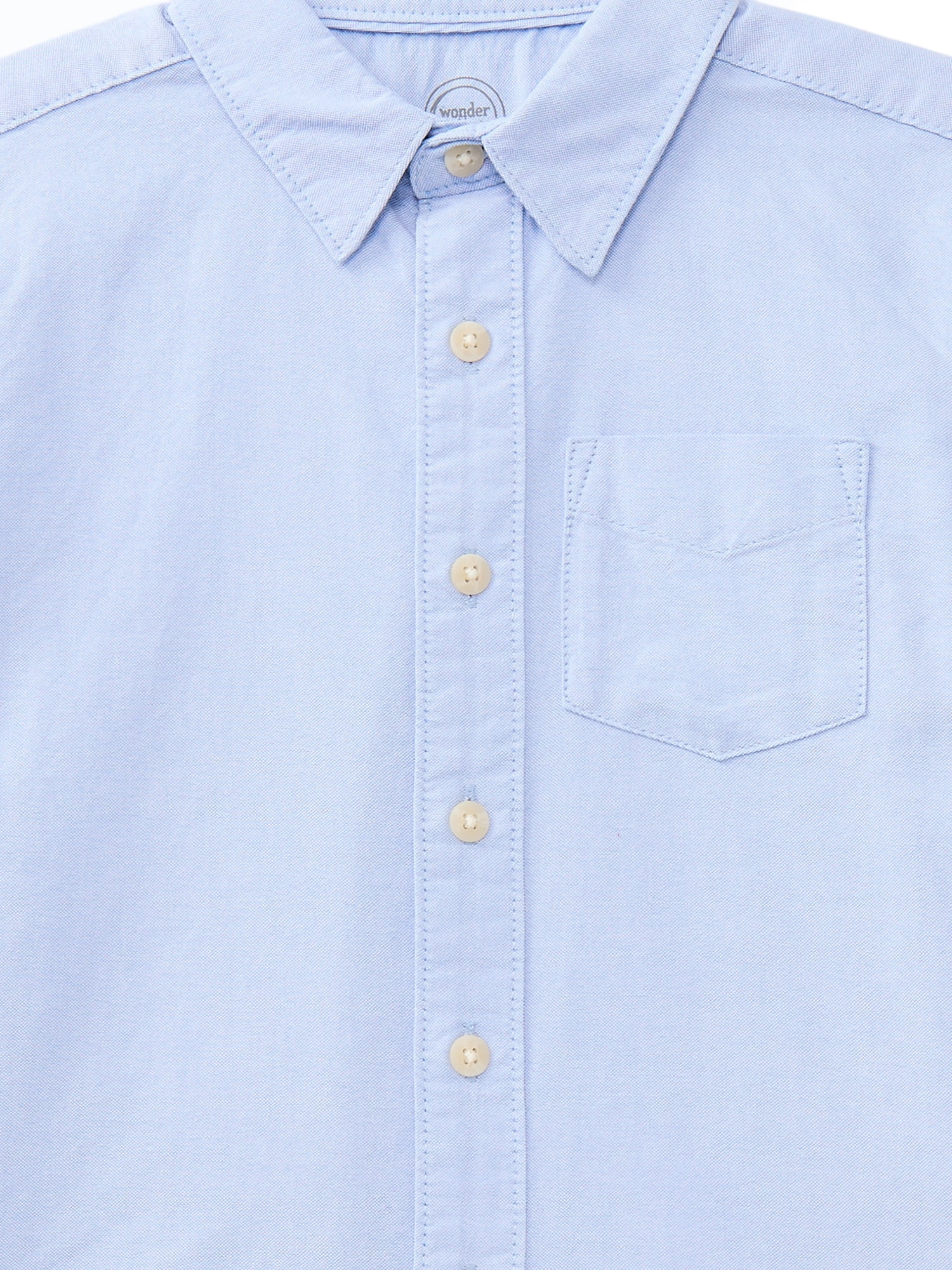 Wonder Nation Boys Cotton Button Down Shirt with Short Sleeves, Sizes 4/5-18 & Husky