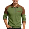 thumbnail image 3 of Work Polo Shirts for Men Short Sleeve Quarter Zipper Polo Tees Slim Fit Army Green Casual Polos for Man, 3 of 4