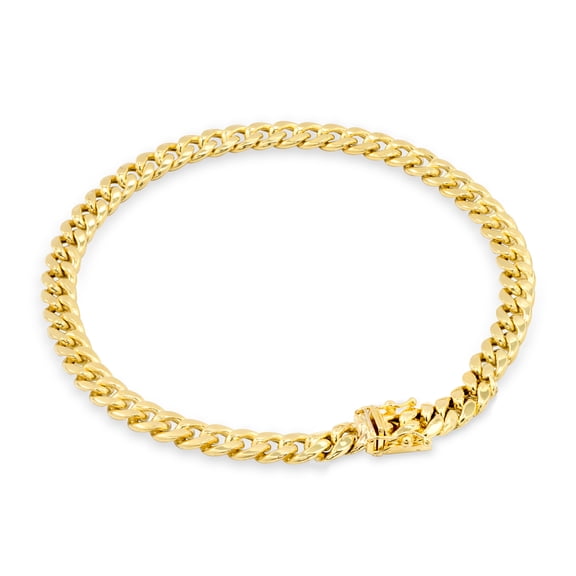 Nuragold 14k Real Yellow Gold Miami Cuban Link 5.5mm Chain Bracelet (7"-9") Italian Jewelry for Men & Women