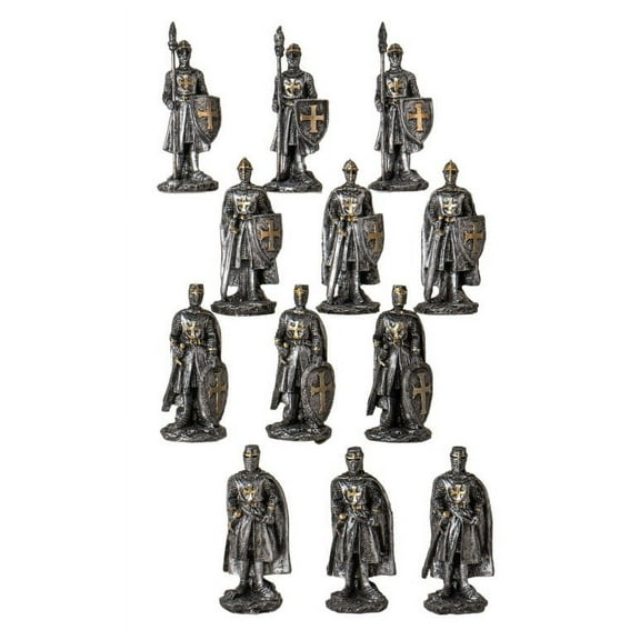 Set of 12 Medieval Crusader Knights Foot Soldiers In Suit of Armor Figurines