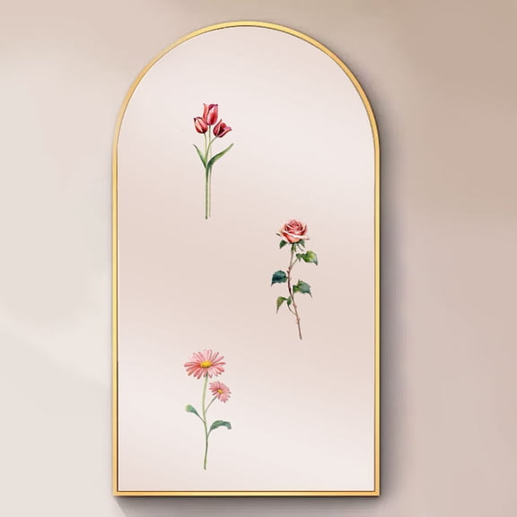 3 Pcs Flower Stickers Roses and Tulips Floral Mirror Decals Aesthetic Wall Stickers Peel and Stick Wall Decoration for Bathroom Bedroom Living