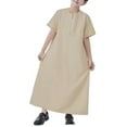 thumbnail image 5 of KAUOD Boys Short Sleeve Muslim Thobes 𝐈slamic Kids Half Zipper Eid Traditional Prayer Kaftan Thobes Toddler Abaya Clothes, 5 of 8