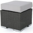 thumbnail image 1 of Noble House Santa Rosa 16" Grey Wicker Ottoman Seat with Silver Cushion, 1 of 17