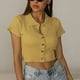 thumbnail image 4 of Mujeres Casual Turndown Collar Botones Manga corta Sólido Pullover Blusa Camiseta Tops Sueltos OAVQHLG3B Store lin121212, 4 of 4