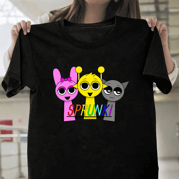 Sprunki Main Characters Group Cute Cartoon Art Graphic Design Unisex T-Shirt, up to size 3XL.