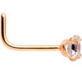 thumbnail image 3 of Body Candy Rose Gold Tone IP Steel 3mm Clear Accent L-Shape Nose Ring 20 Gauge 1/4", 3 of 3